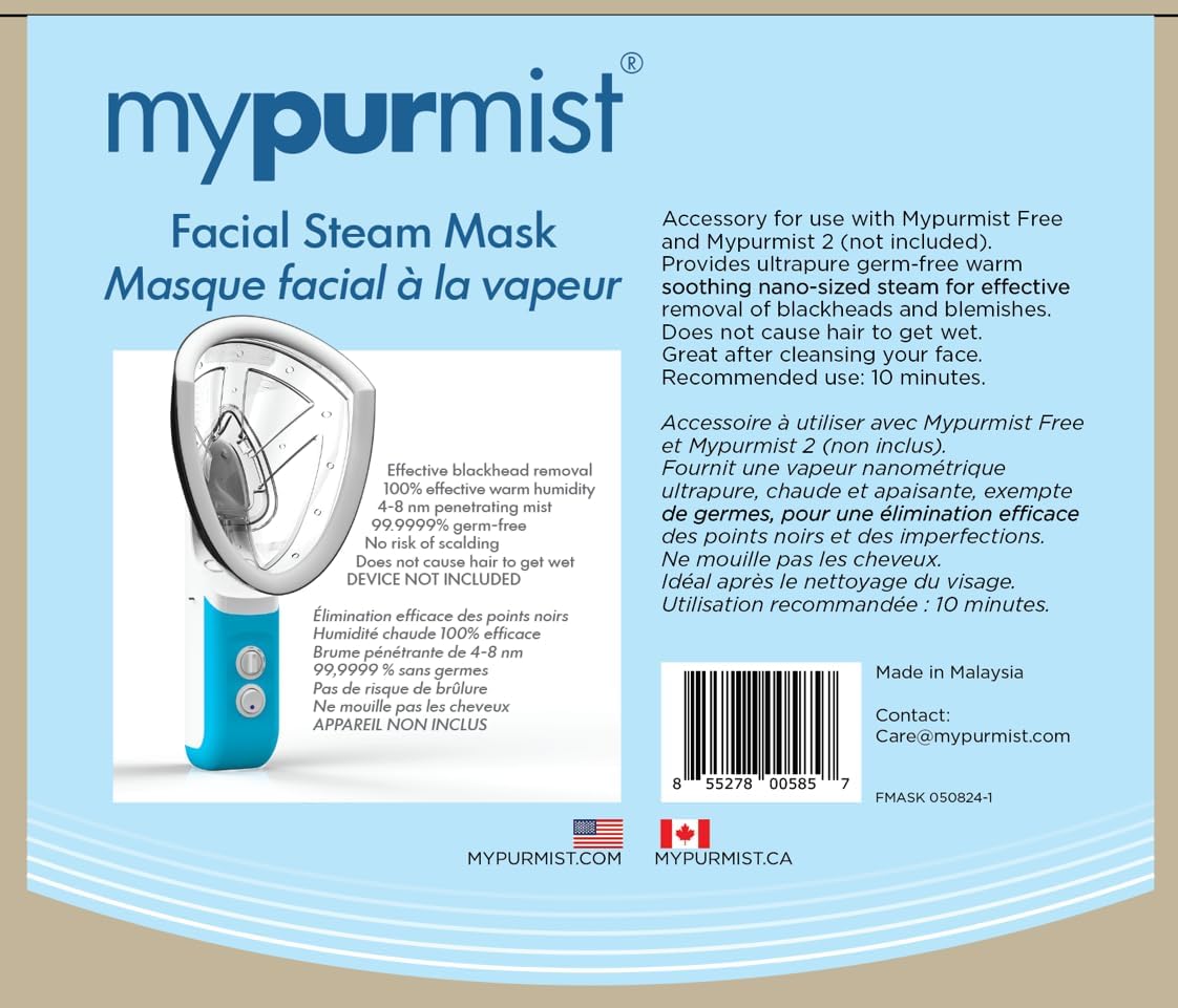Mypurmist® Essential Kit Plus Facial Steam - Steam Inhaler & Facial Steamer Combo, Personal Handheld Steam - Sinus Congestion Cold Cough Relief Vocal Care Skincare (Plug-in)