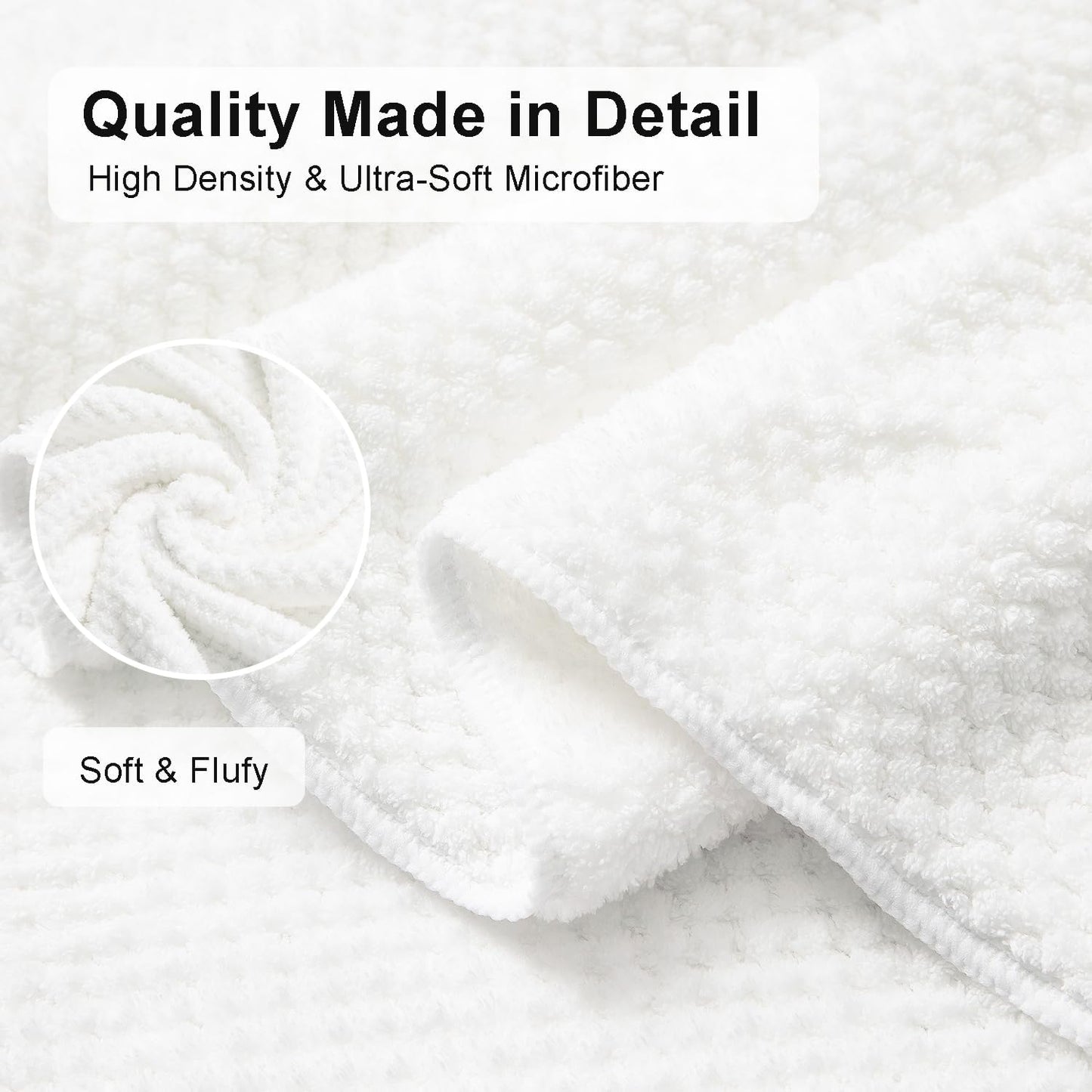 8 Piece Large White Family Bath Towel Set-2 Oversized Bath Towel Sheets,2 Hand Towels,4 Washcloths-600GSM Soft Highly Absorbent Quick Dry Beach Chair Towels Woven Towels for Bathroom Hotel and Spa