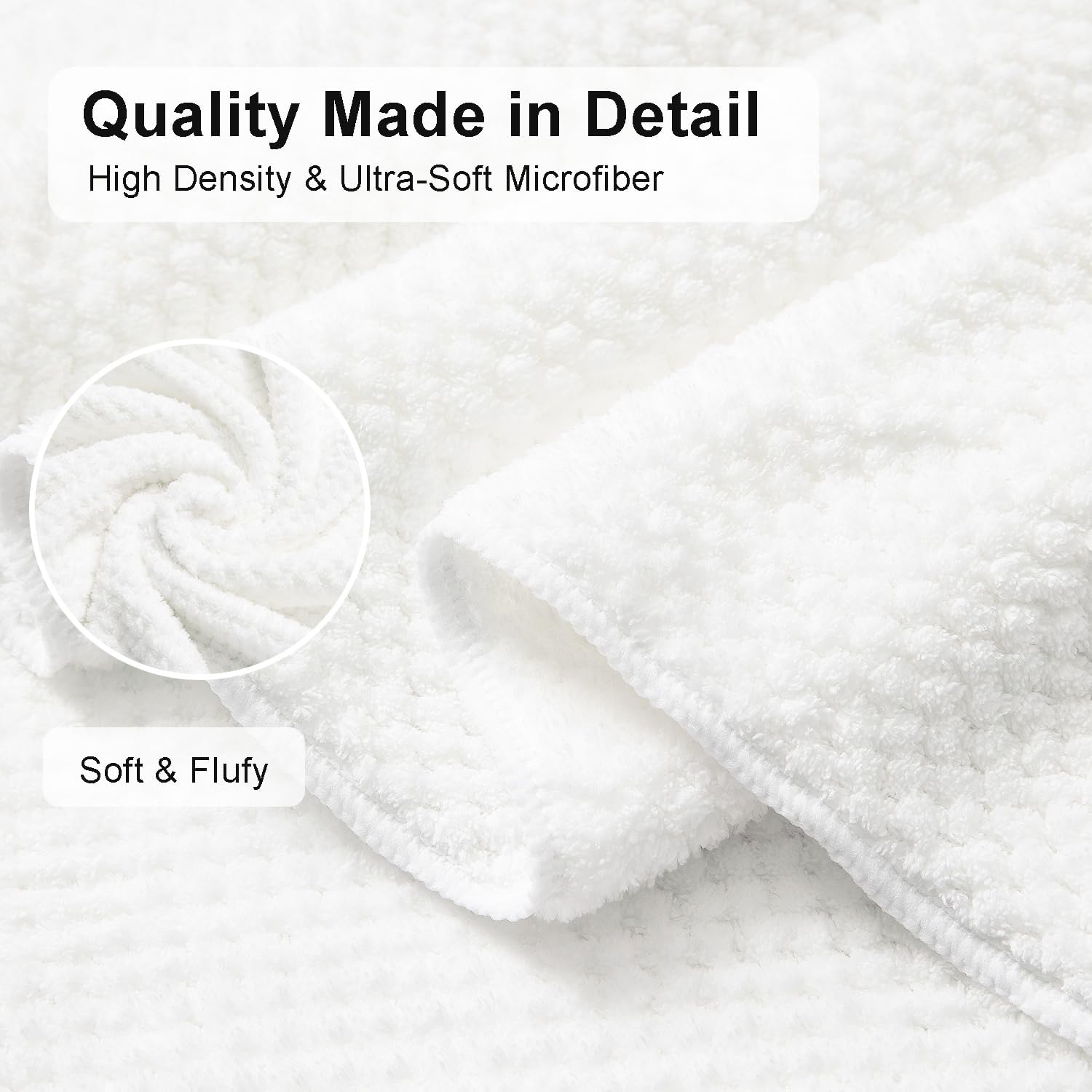 8 Piece Large White Family Bath Towel Set-2 Oversized Bath Towel Sheets,2 Hand Towels,4 Washcloths-600GSM Soft Highly Absorbent Quick Dry Beach Chair Towels Woven Towels for Bathroom Hotel and Spa