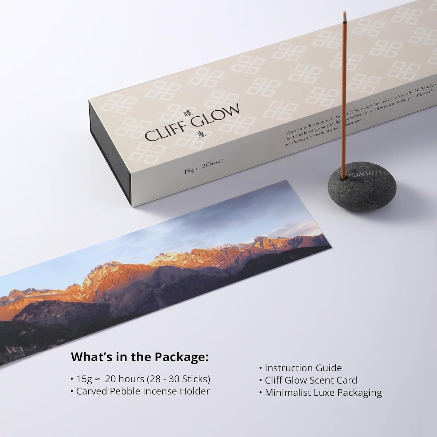 100% Natural Incense Sticks with Holder, Rare Cliff Cypress Incense from Shangri-La for Inner Harmony & Balance Support, 40-Minute Burn, Low Smoke, Non-Toxic, Gifts for Women