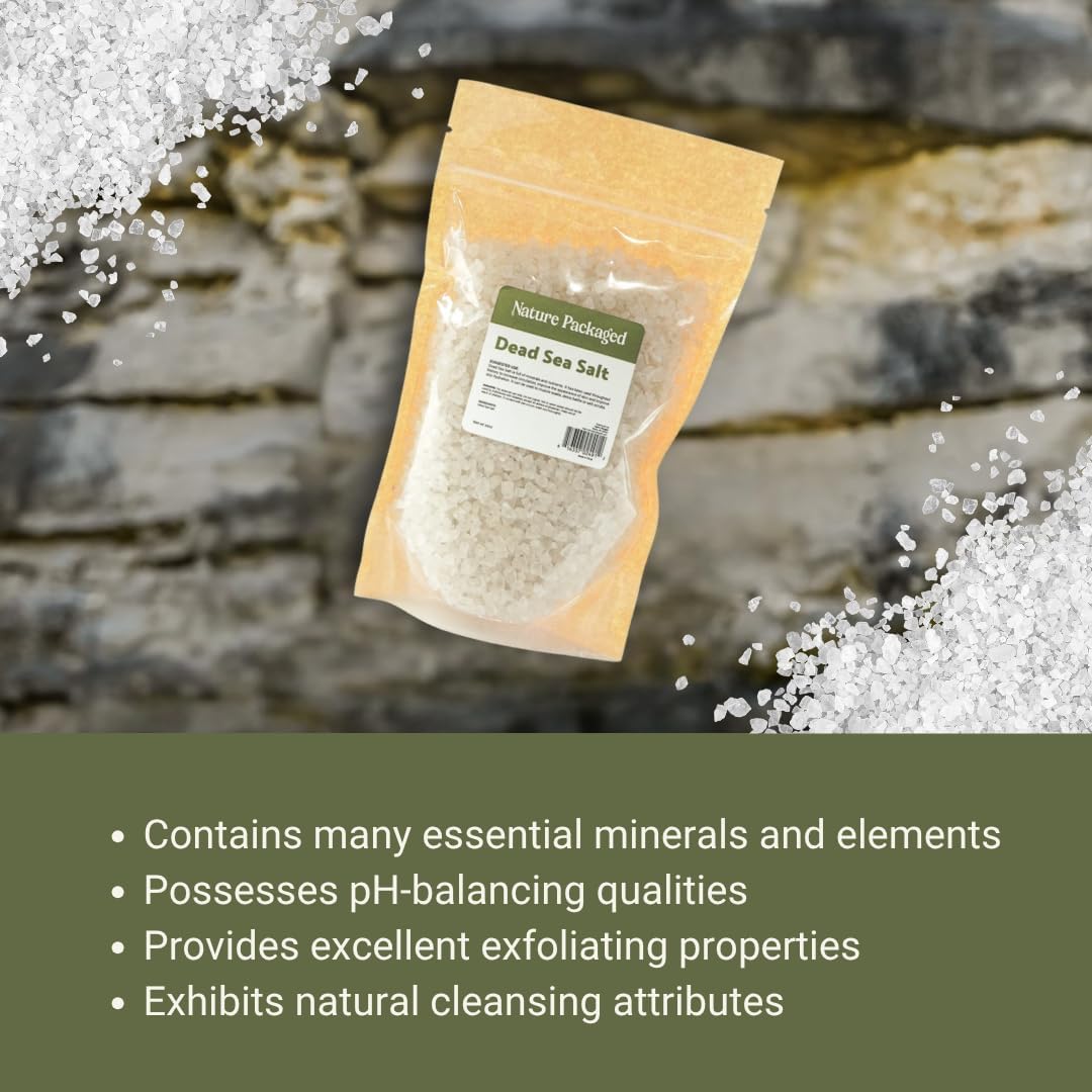 Dead Sea Salt (16oz) - Direct from The Shore of The Dead Sea - Organic Salt for Body Scrubs, Adding to Baths, and Foot Soaking 4 Packs