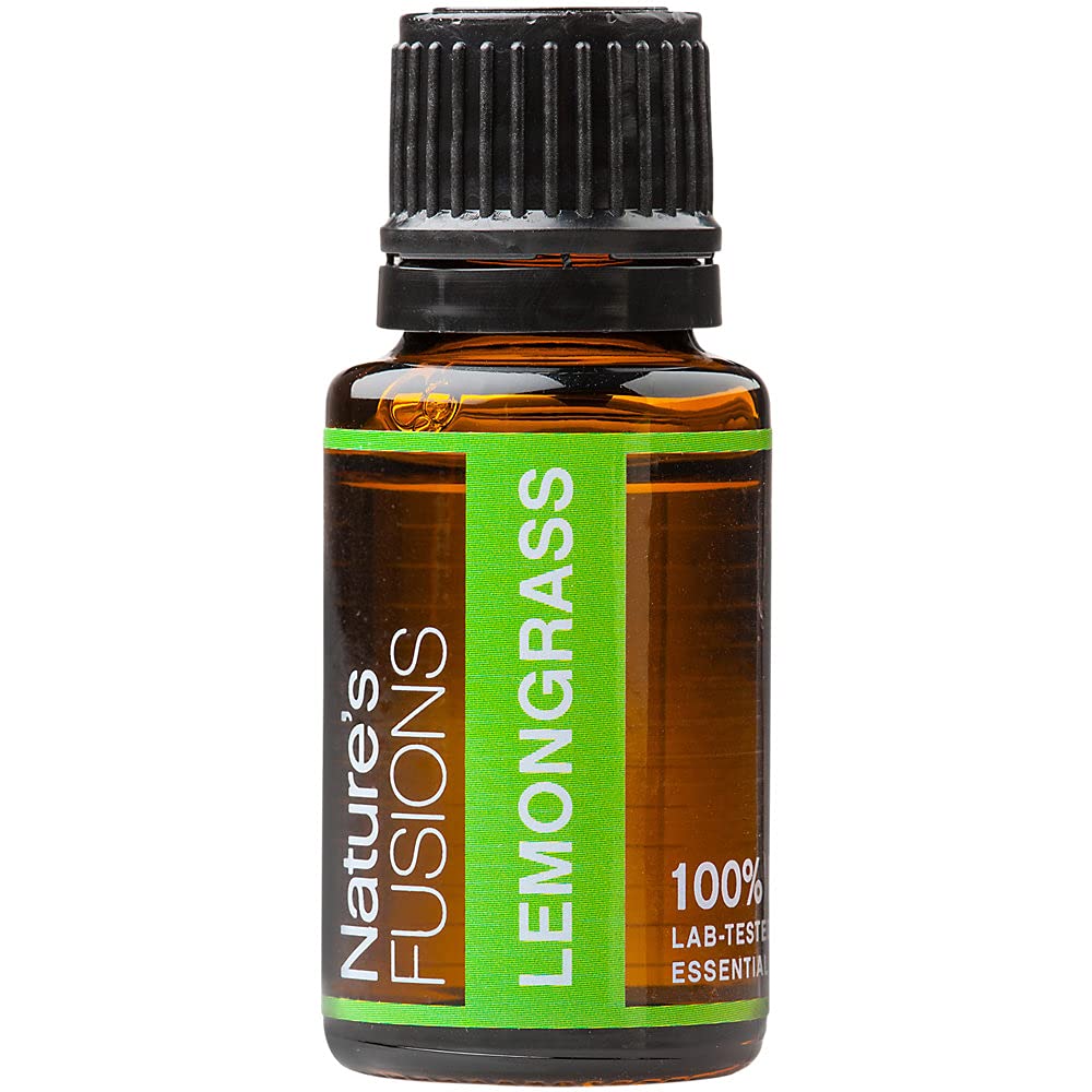 Nature's Fusions Lemongrass, 100% Pure and Natural Essential Oils, Undiluted, Therapeutic Grade for Aromatherapy and Topical Use, .5 Fl Oz (Pack of 1) (15 mL)