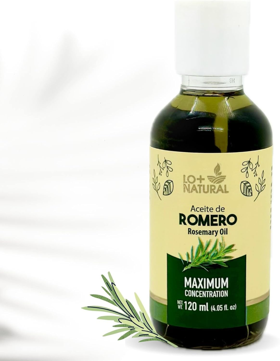 Rosemary Oil (Aceite de Romero) - Maximum Concentration, (120 mL) - Natural Essential Oil for Hair & Skin refresing Aroma