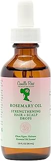 Camille Rose Rosemary Oil Strengthening Hair + Scalp Drops – Castor, Peppermint & Tea Tree Oil Blend for Strength & Resilience, Dry Scalp Treatment, Split Ends, 1.9 Fl Oz