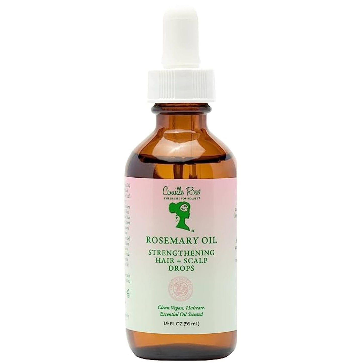 Camille Rose Rosemary Oil Strengthening Hair + Scalp Drops – Castor, Peppermint & Tea Tree Oil Blend for Strength & Resilience, Dry Scalp Treatment, Split Ends, 1.9 Fl Oz
