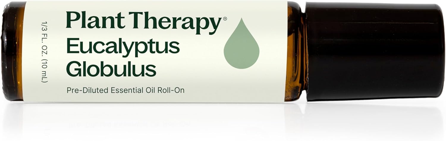 Plant Therapy Eucalyptus Pre-Diluted Essential Oil Roll-On 10mL (1/3 oz), 100% Pure, for Clear Breathing, Aromatherapy and Topical Use