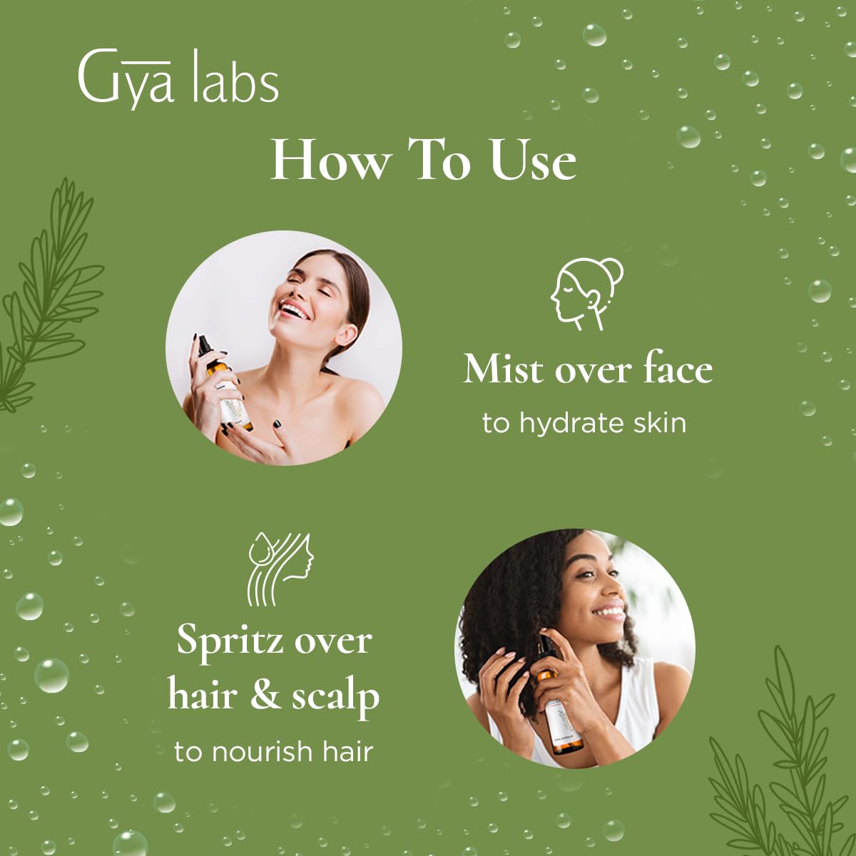Gya Labs Rosemary Hydrosol - 3.4 Fl Oz - Hydrating Face & Body Mist for Skin Toner & Hair Refresher - As Pillow, Room & Linen Spray for Fresh Scent