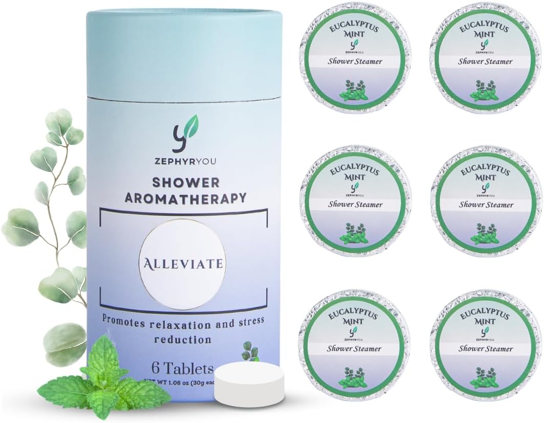 Shower Steamers Aromatherapy – Eucalyptus & Mint 6-Pack – Pure Essential Oils for Relaxation & Self-Care, Gift, Birthday, Wedding & Party Favors. Spa Experience at Home, Christmas Stocking Stuffers