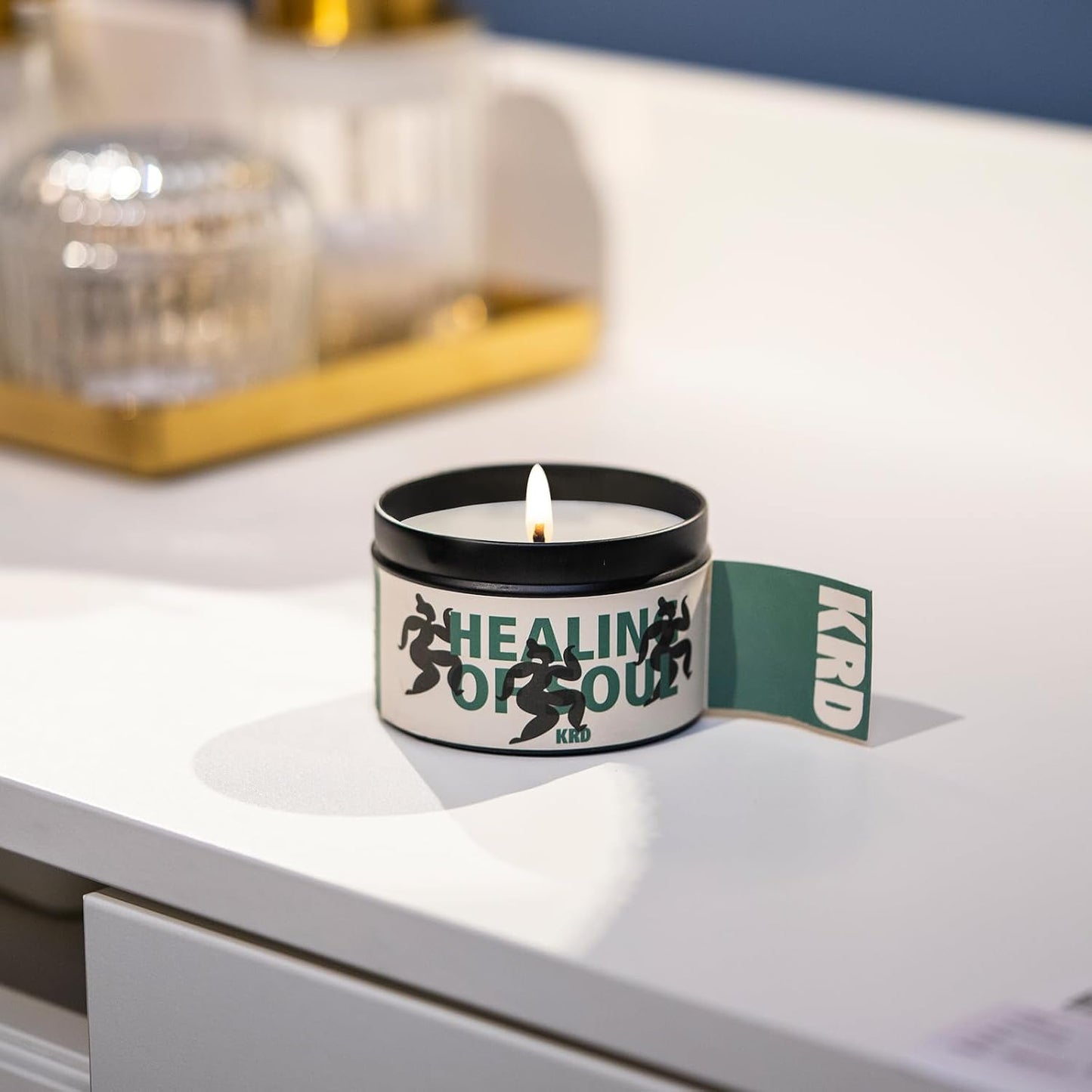 KRD Coconut Lychee Scented Candle, 6.4oz Coconut Soy Wax with Lid, 42H Long Burn, Summer Fruit Aromatherapy for Home