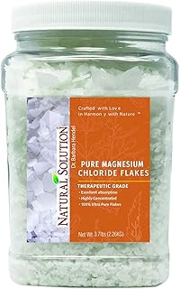 Natural Solution Magnesium Chloride Flakes 3.7 lbs | Pure Magnesium Bath Soak for Muscle Recovery, Stress Relief, and Relaxation | Therapeutic Grade Soaking Salt for Sore Muscles