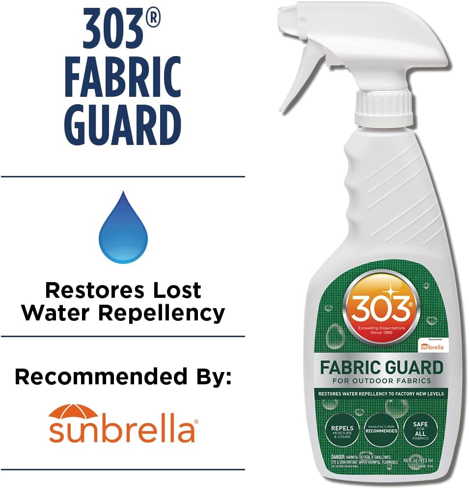 303 Products Fabric Guard, Water Repellent Spray for Outdoor Fabrics – Protects Upholstery, Cushions & Canvas, Stain Protection, Sunbrella Recommended, 32 oz
