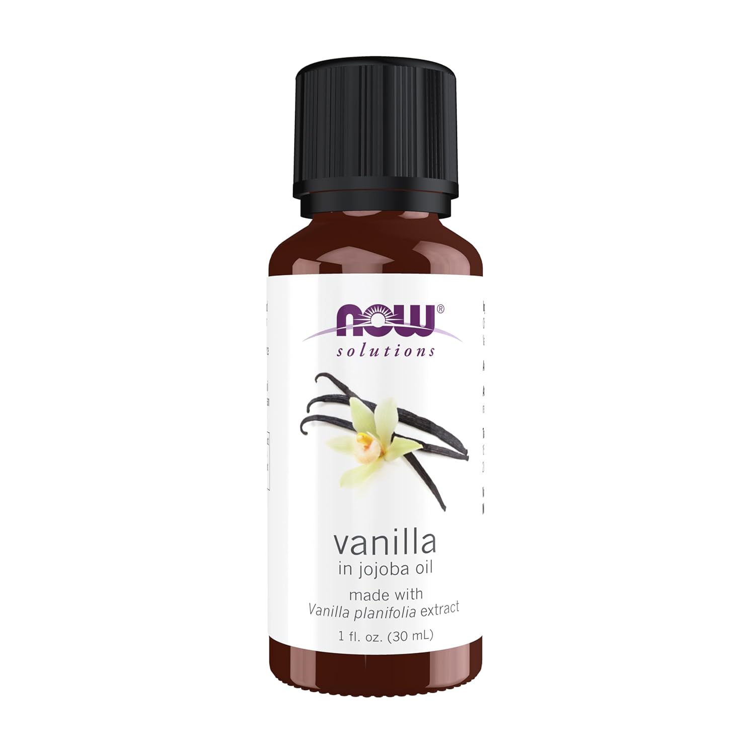 NOW Foods Essential Oils, Vanilla Oil, Blend of Pure Vanilla Bean Extract in Pure Jojoba Oil, Sweet Aromatherapy Scent, Vegan, Child Resistant Cap, 1-Ounce