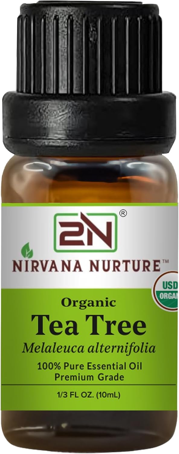 Tea Tree Essential Oil, USDA Certified Organic, 100% Pure Undiluted, Aromatherapy Oil for Diffuser, Hair & Skin Care