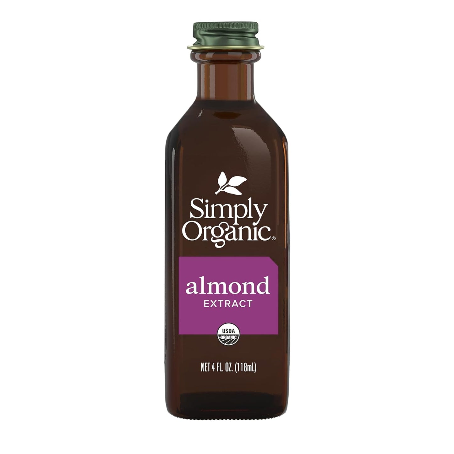 Simply Organic Almond Extract, 4 Ounce Glass Jar, Warm Sugar-free Vegan Flavor for Desserts, Coffee and Smoothies