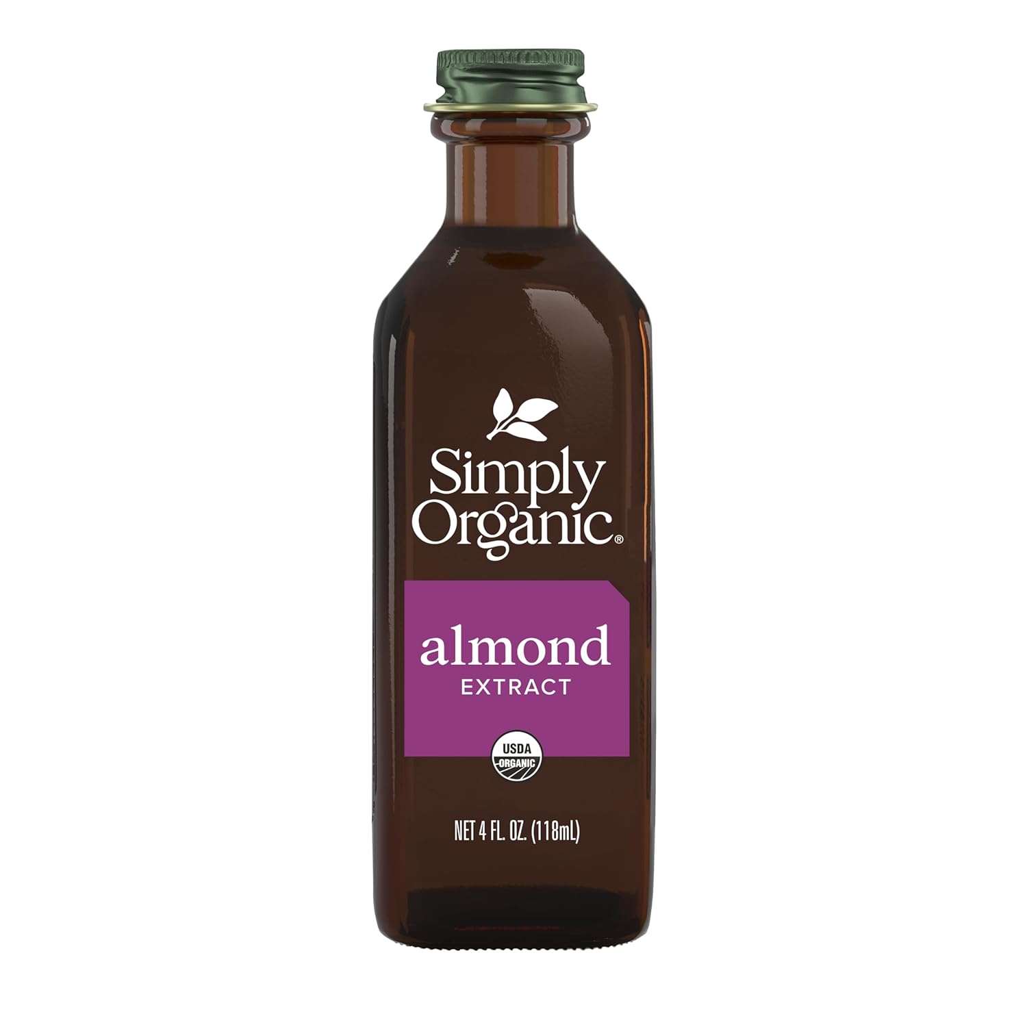 Simply Organic Almond Extract, 4 Ounce Glass Jar, Warm Sugar-free Vegan Flavor for Desserts, Coffee and Smoothies