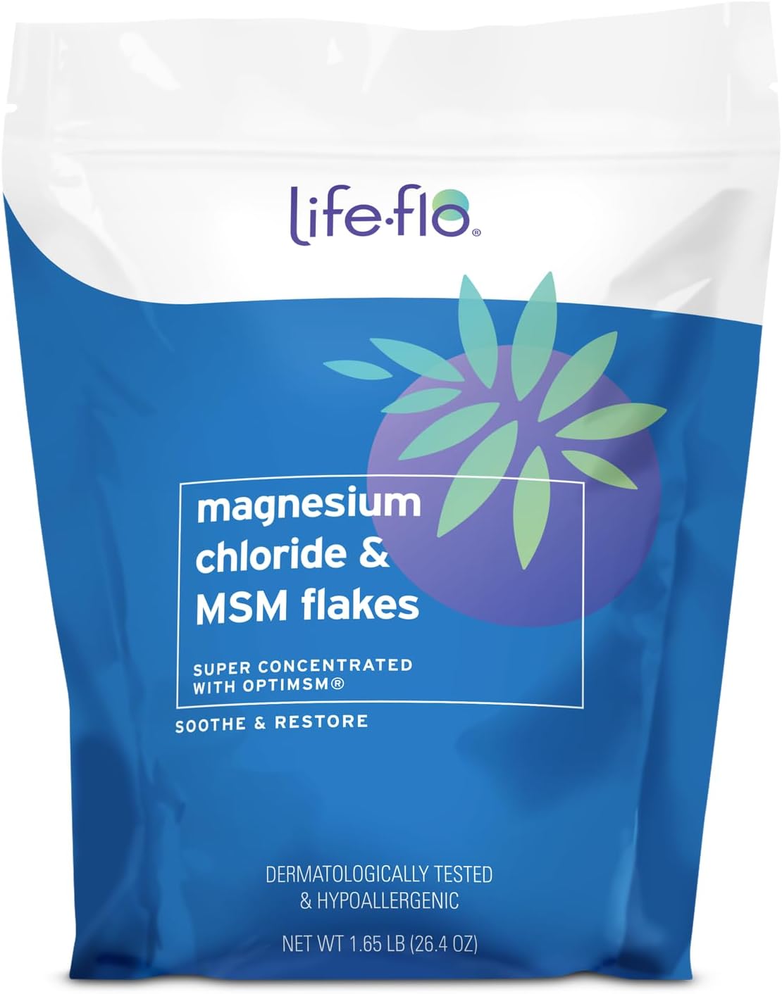 LIFE-FLO Magnesium Chloride & MSM Flakes - Magnesium Bath Flakes with Ancient Trace Minerals, Plus OptiMSM - Epsom Salt Bath Soak Alternative and Relaxing Foot Soak - Vegan, Hypoallergenic, 26.4