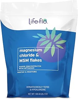 LIFE-FLO Magnesium Chloride & MSM Flakes - Magnesium Bath Flakes with Ancient Trace Minerals, Plus OptiMSM - Epsom Salt Bath Soak Alternative and Relaxing Foot Soak - Vegan, Hypoallergenic, 26.4
