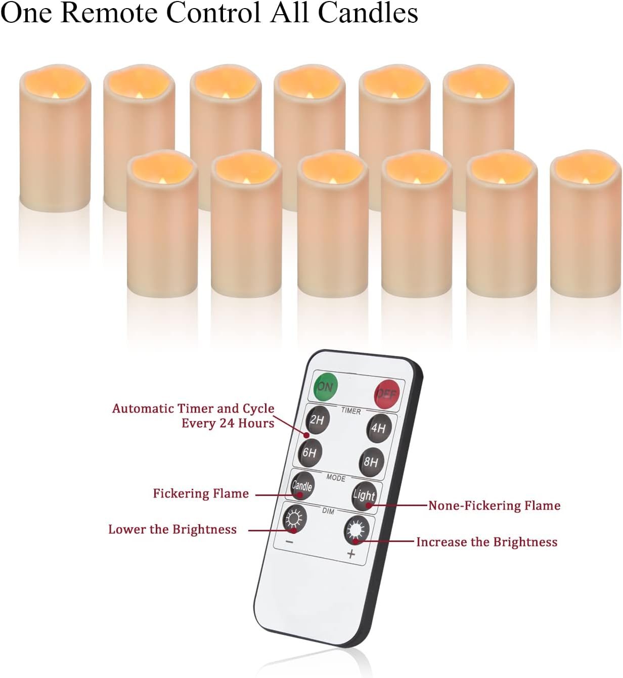 wemarry Waterproof Flameless Candles with Remote, Outdoor Indoor Battery Operated Candles(D3 x H 6"),12Pcs Led Fake Candles for Party Home Decor