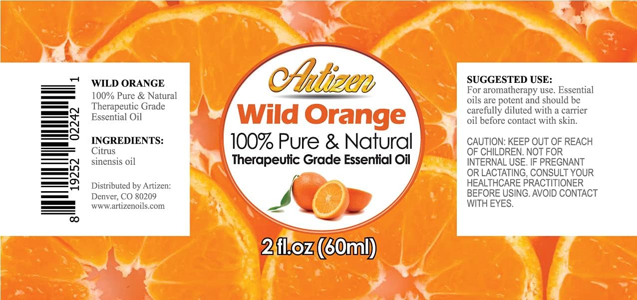 Artizen Wild Orange Essential Oil (100% Pure & Natural - Undiluted) Therapeutic Grade - Huge 2oz Bottle - Perfect for Aromatherapy, Relaxation, Skin Therapy & More!