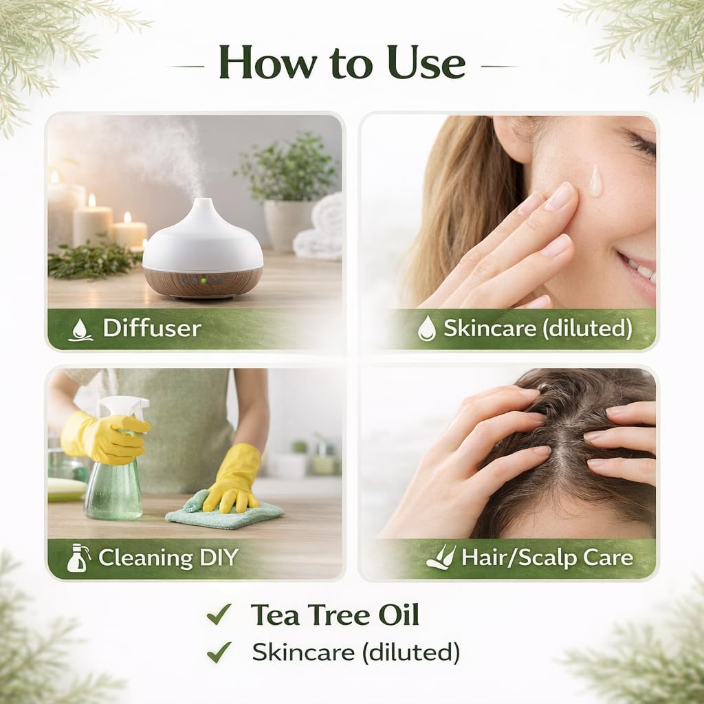 Tea Tree Essential Oil – 4 fl oz – 100% Pure & Undiluted – Natural Aromatherapy & DIY Use – GreenHealth