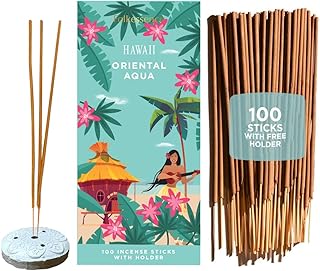 Folkulture Incense Sticks with Holder (100 Sticks)| Tropical Summer Vibes Incense for Aromatherapy, Meditation, Yoga | No Charcoal, Non Toxic, Long Burning Hawaii Inspired Beach Scent Insence-Sticks