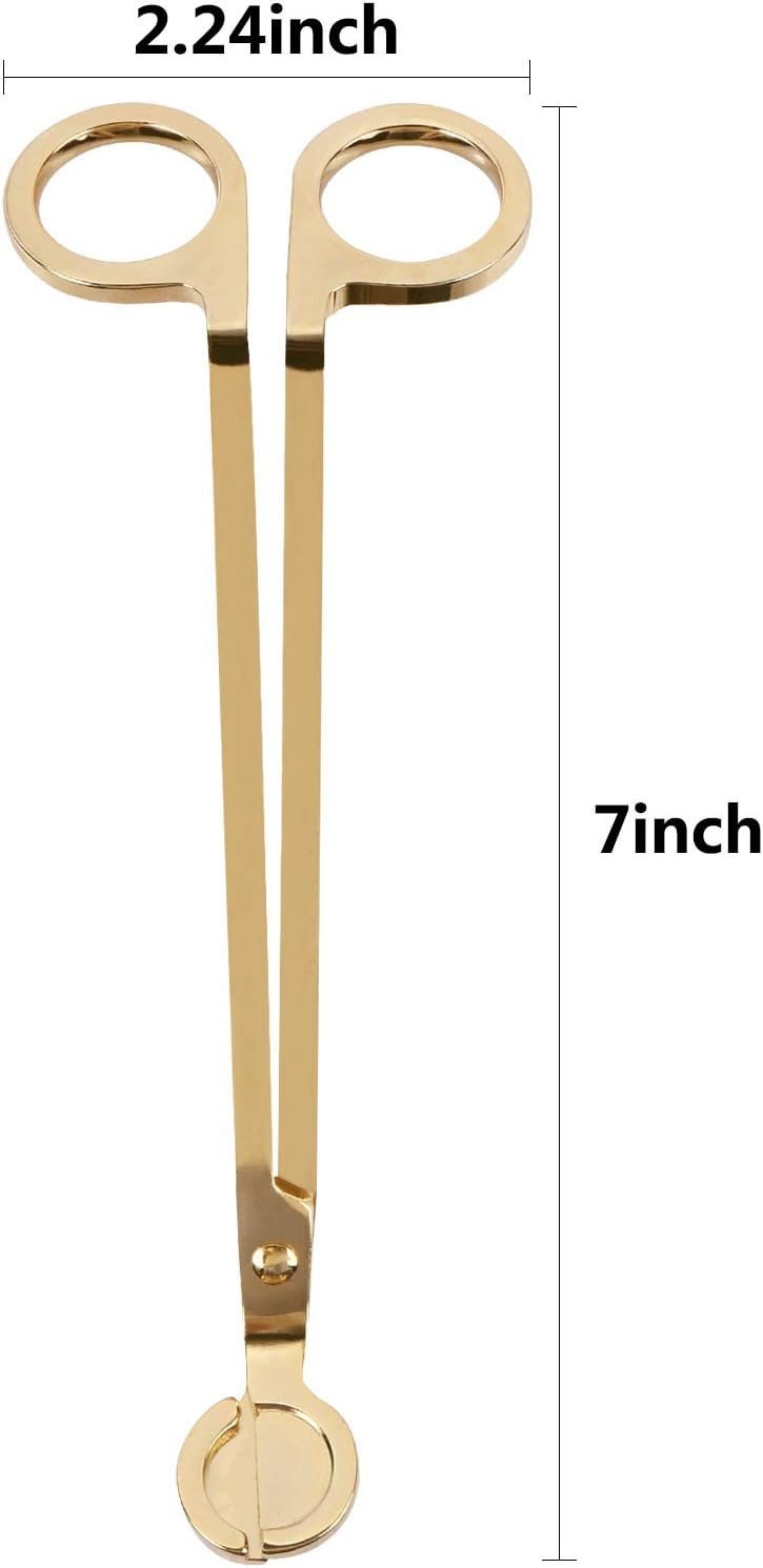 Candle Wick Trimmer, Polished Stainless Steel Wick Clipper Cutter, Reaches Deep Into Candles To Cut Spent Wicks for Holiday Use, Gold