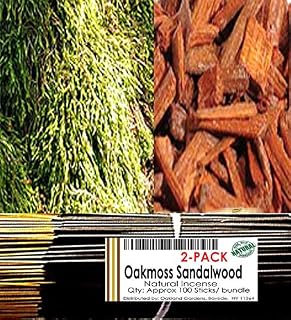 Oakland Gardens Premium Hand Dipped Incense Sticks, EarthWood Series I, You Choose The Scent. (Oakmoss & Sandalwood - 2Pack)