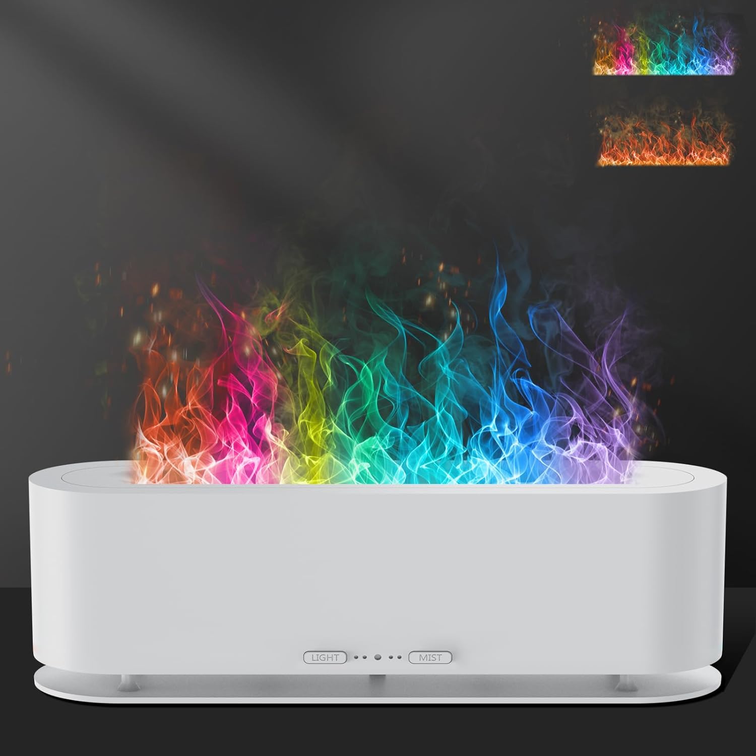 2025 Upgraded Flame Fire Diffuser Humidifier, 7 Colors Changing Oil Diffuser, Ultra-Quiet Aroma Essential Oils Aromatherapy Diffusers for Large Room, Bedroom, Office(200ml Auto Off,Timeable,12Hrs)