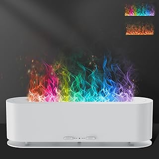 2025 Upgraded Flame Fire Diffuser Humidifier, 7 Colors Changing Oil Diffuser, Ultra-Quiet Aroma Essential Oils Aromatherapy Diffusers for Large Room, Bedroom, Office(200ml Auto Off,Timeable,12Hrs)