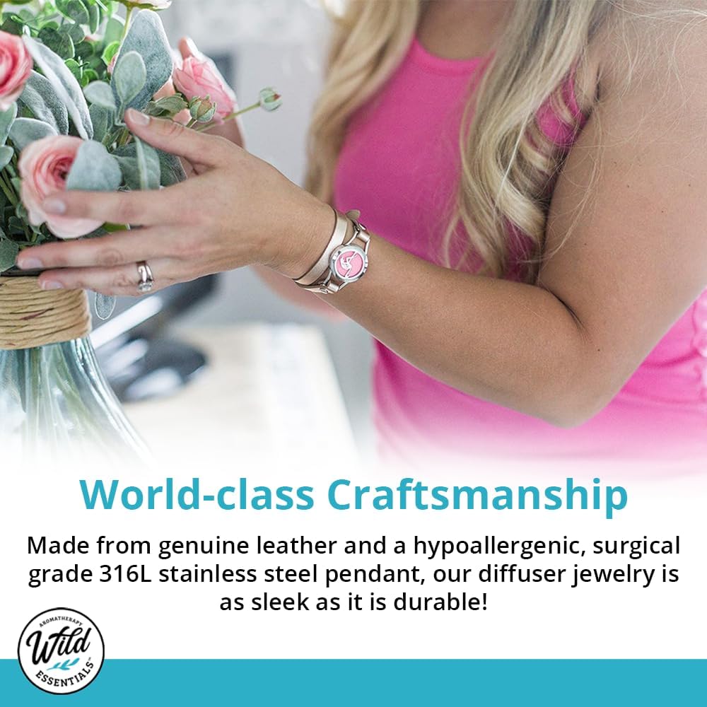 Wild Essentials Nautical Star Essential Oil Leather Wrap Bracelet Diffuser, Gift Set, Lavender, Lemongrass, Peppermint, Orange Oils, 12 Pads, Customizable Color Changing Perfume Jewelry, Aromatherapy
