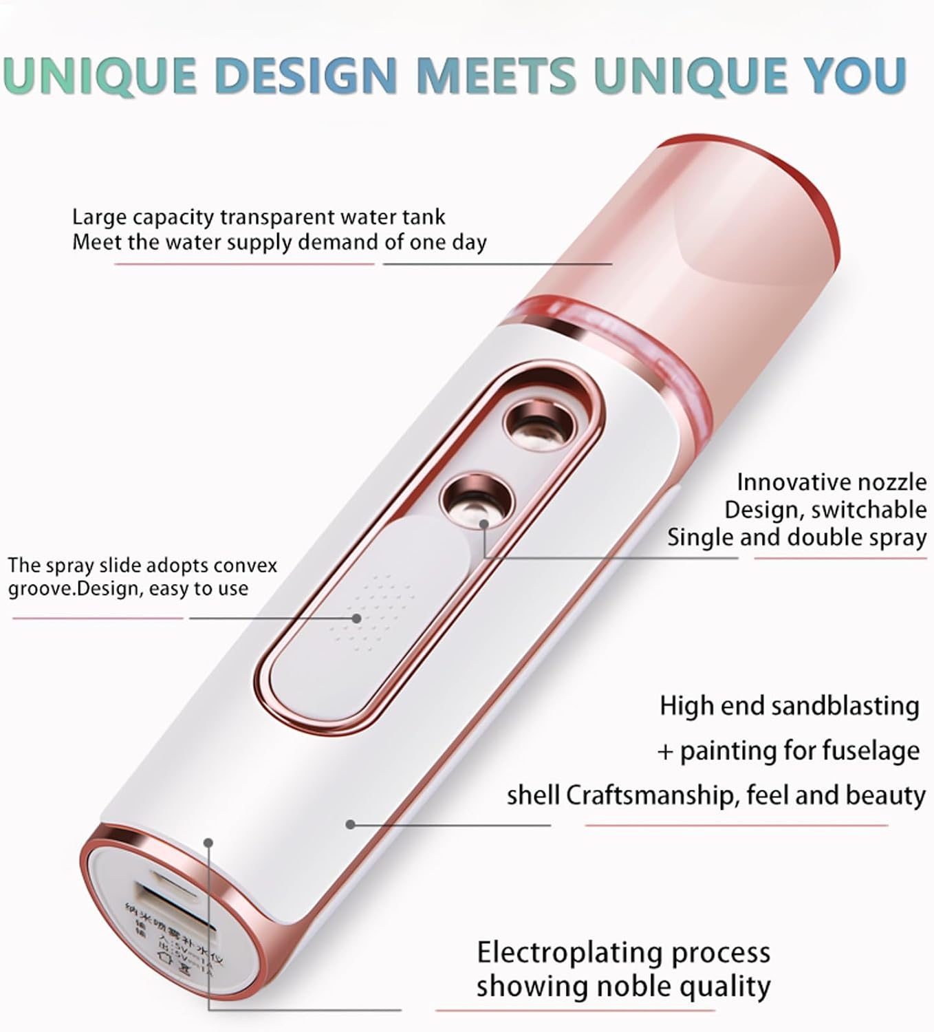 withthesun Nano Facial Mister, Cool Mist Face Steamer with 2 Spray Nozzle, USB Rechargeable, Visual Water Tank, Nano Mister for Eyelash Extensions, Skin Care, Daily Makeup, Deep Hydrating-Pink