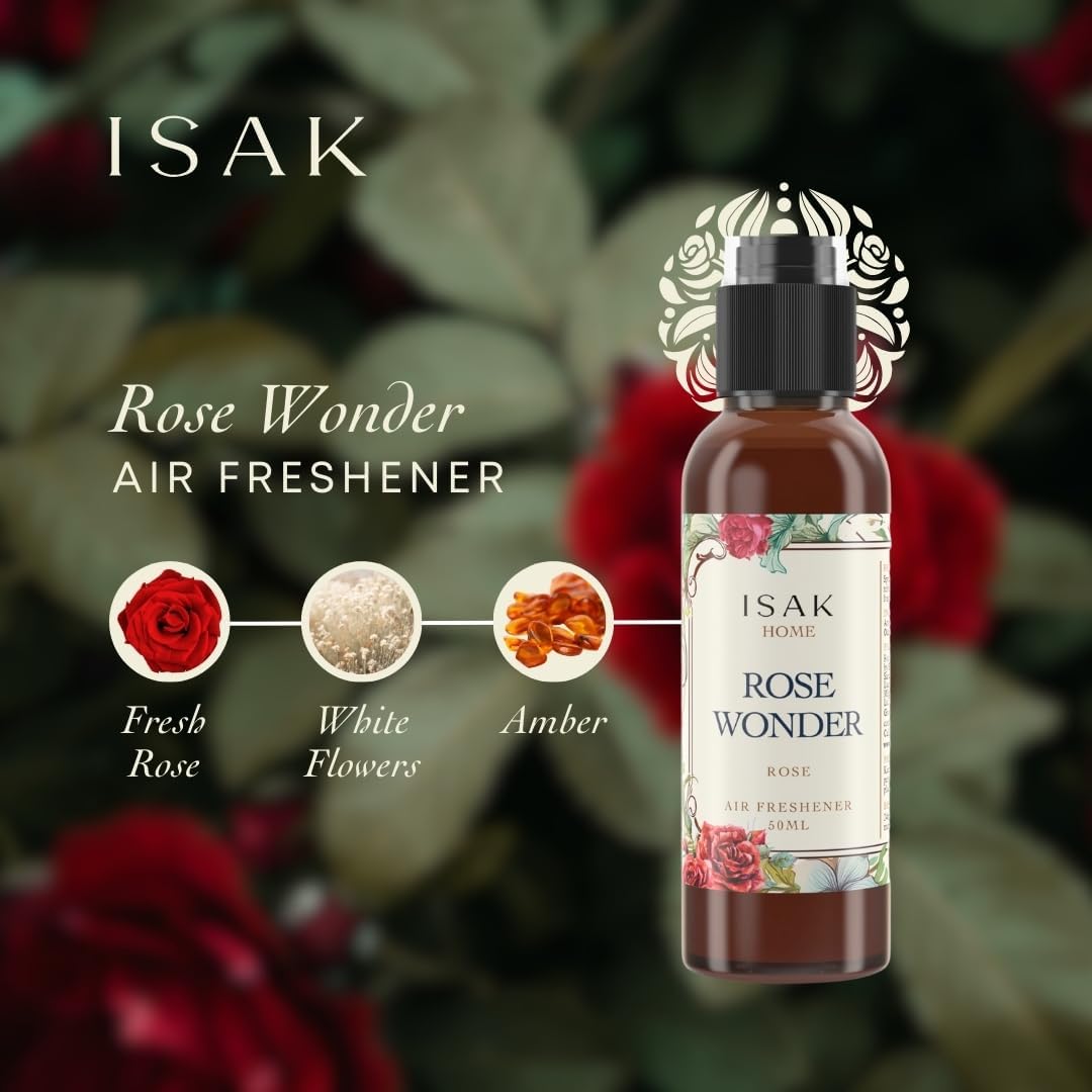 ISAK Rose Wonder Air Freshener Room Spray for Home Spray for Good Smell, Enhance Mood, Scented Air Freshener used on Curtains, Cushions, Fabric Wall - 50 ml