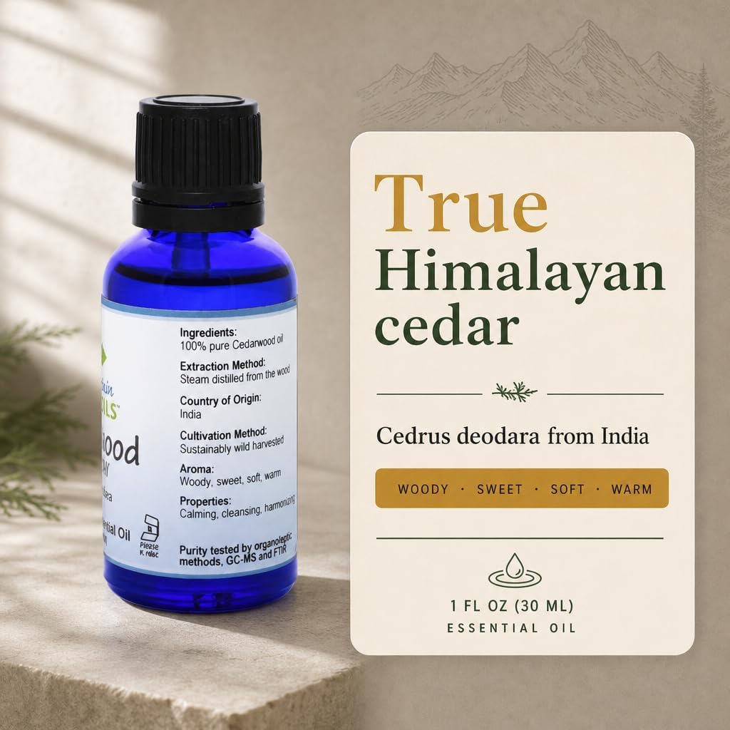 Cedarwood Essential Oil - Pure Natural & Kosher - 1oz Bottle Cedrus Deodara