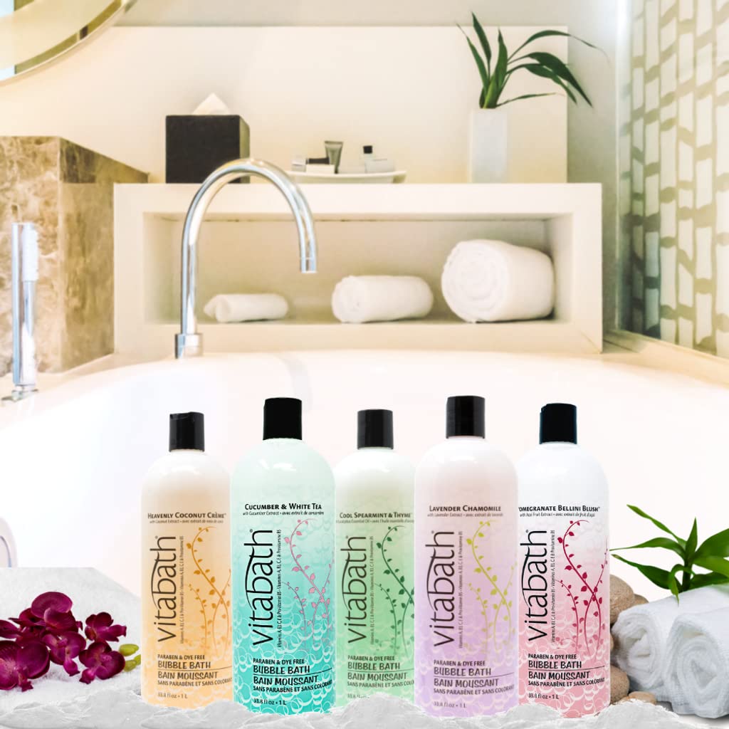 Vitabath Heavenly Coconut Crème Bubble Bath Rich Foaming Bubbly Soak & Relaxing Aromatherapy Moisturizing & Nourishing Indulgent Suds for Women & Men All Skin Types - 33.8 fl oz