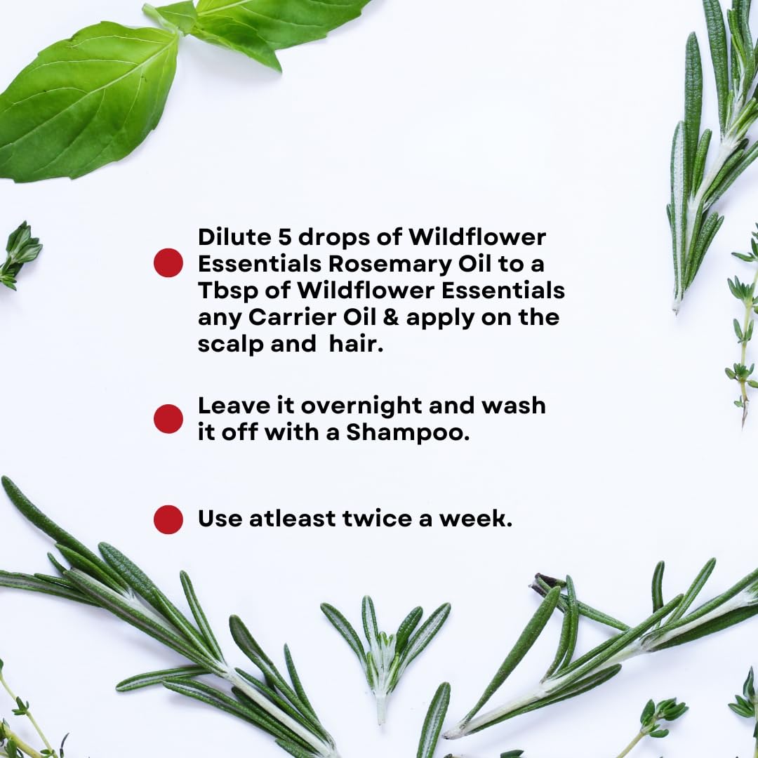 Rosemary Essential Oil (Rosmarinus officinalis) 100% Natural Steam Distilled Oil For Face, Skin, Hair, Body | with Glass Dropper 1.01 Fl Oz (30ml)