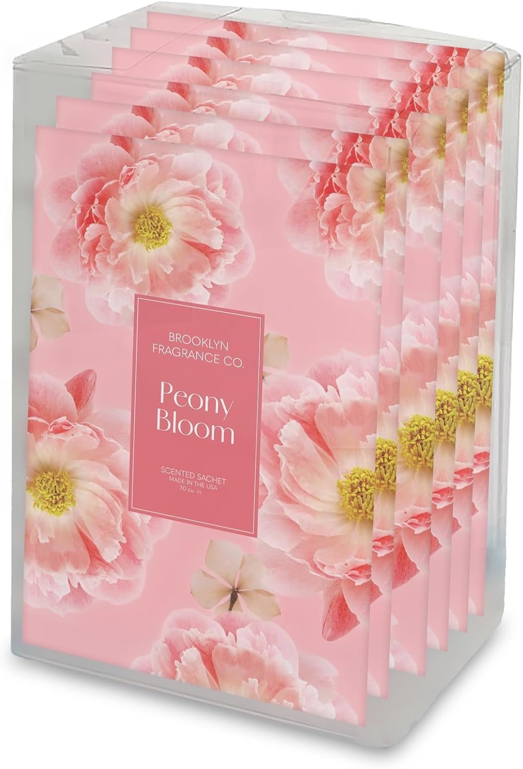 Brooklyn Fragrance Co. Spring Florals Sachet Bags – Peony Bloom Scented Pouches – Perfect Aroma for Drawers, Closets, Cars and Bathrooms – Long-Lasting Fresh Scent Sachets (6- Pack)