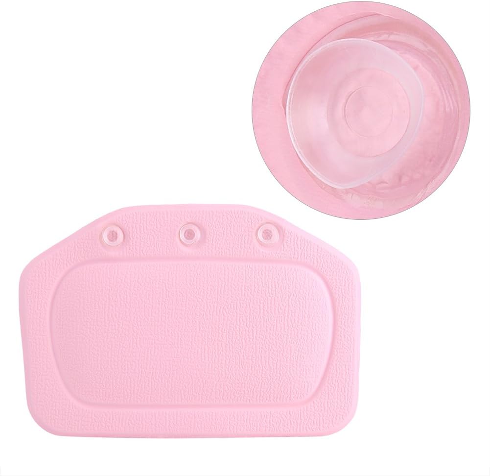 Bath Pillow, Bathtub Head Neck Support, Soft Foam Padded Spa Tub Headrest Back Shoulders Support Cushion Bathroom (Pink)