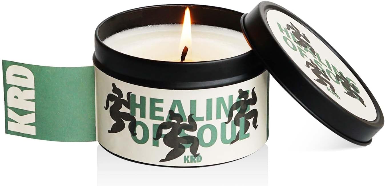 KRD Coconut Lychee Scented Candle, 6.4oz Coconut Soy Wax with Lid, 42H Long Burn, Summer Fruit Aromatherapy for Home