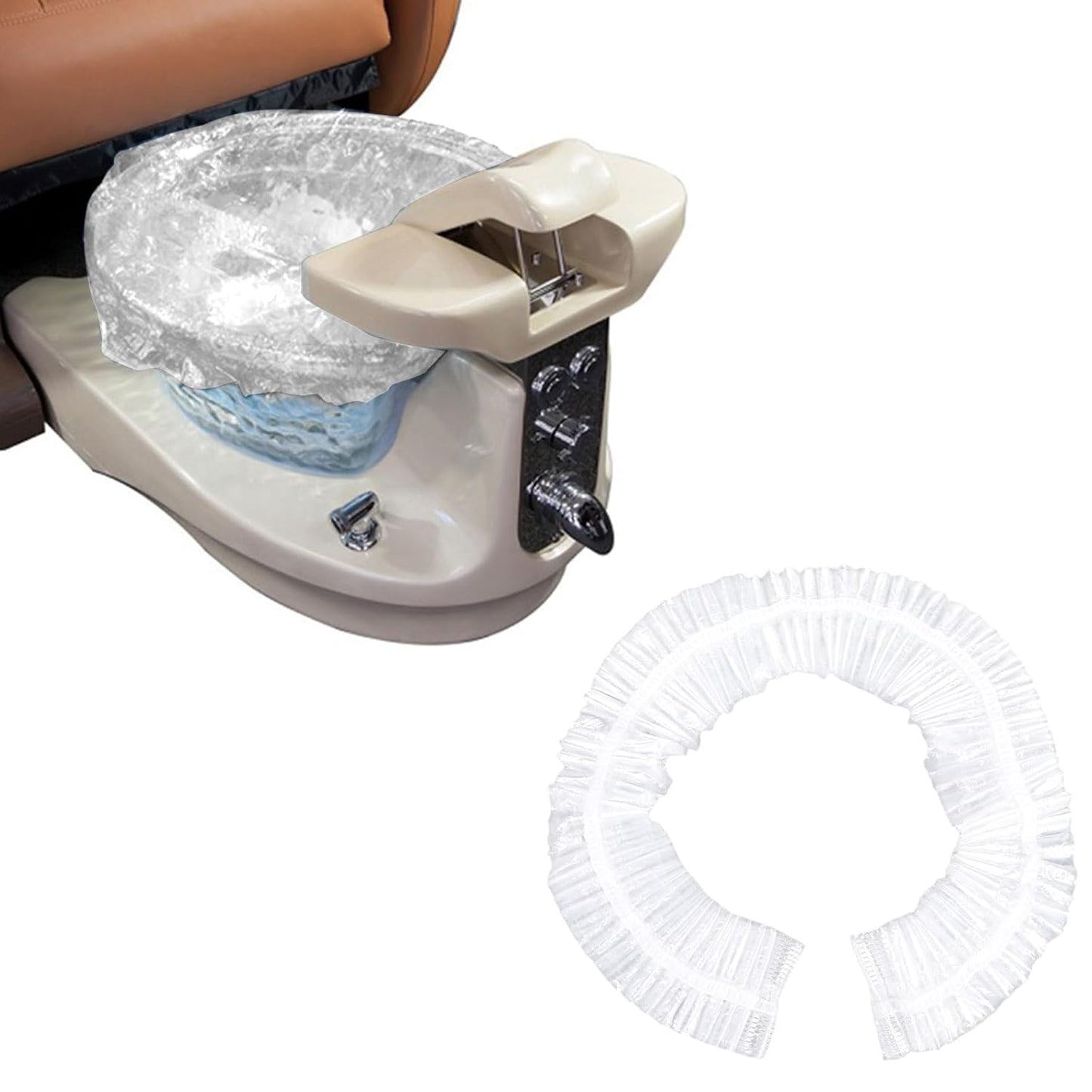 Transparent Pedicure Liners Disposable, Pedicure Bowl Liners with Elastic Band, Unbreakable Foot Bath Pedi Liners Disposable, Fits Most Pedicure Tub, for Pedicure Foot Spa Home Use (25pcs)
