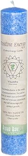 Premium Scented Candle Hand Made Chakra Energy Pillar | Positive Energy, Visuddha| Yoga, Prayer & Meditation Candle | Long Burn 15 Hours | Essential Oils Moroccan Rose & Chamomile | Aloha Bay