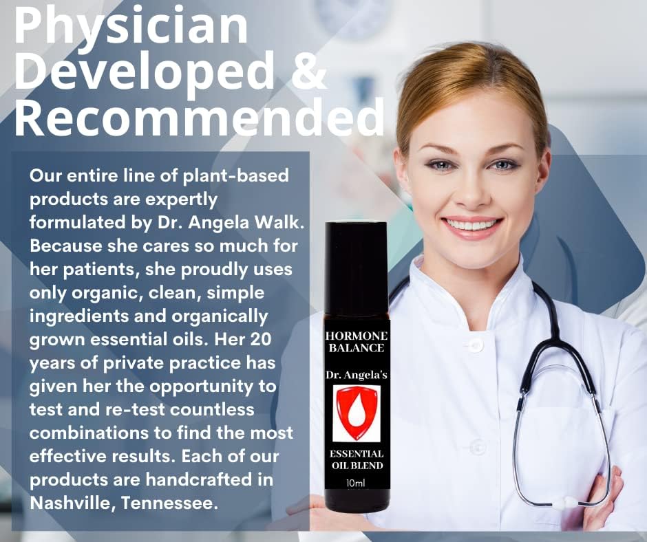 Dr. A's Hormone Balance Essential Oil Blend | 100% Therapeutic Grade | Hot Flashes, Night Sweats, Menopause Relief Roll-On Bottle 10 ml (.33 fl oz)