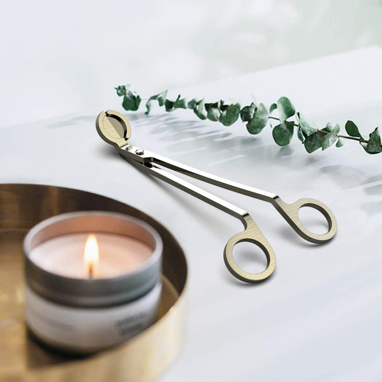 Candle Wick Trimmer, Wick Cutter with Sharp Angled Blades Candle Scissors for Candle Care, Brushed Stainless Steel in Elegant Bronze Fishing, Sturdy Antique Wick Trimmer