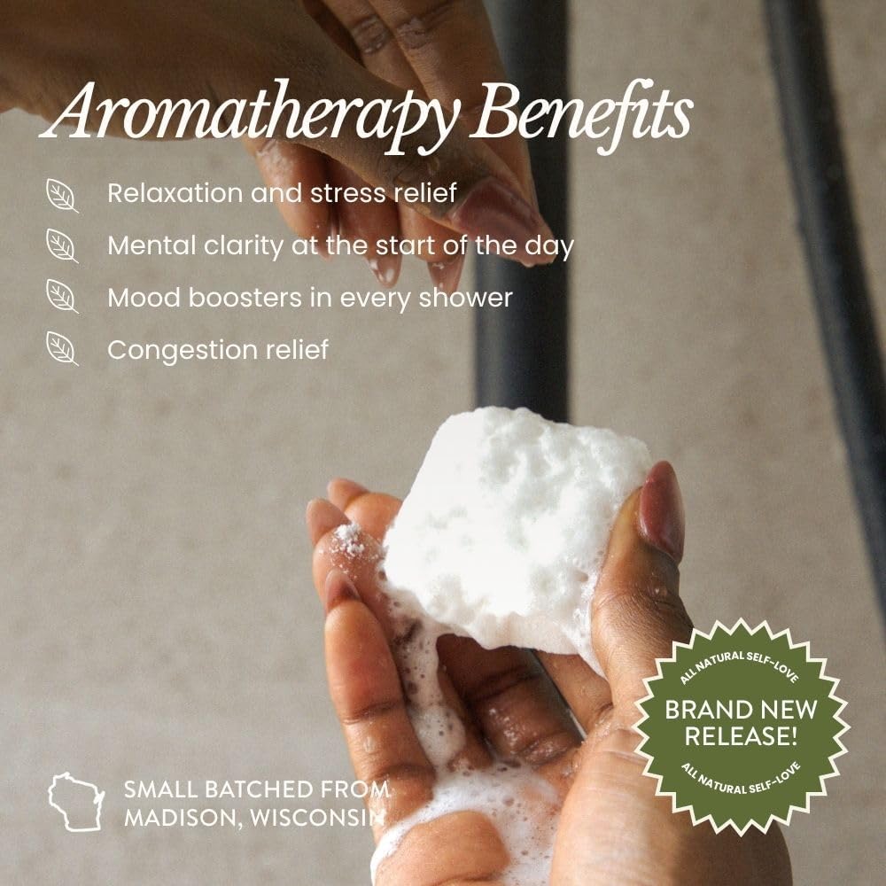 Bare Botanics Shower Steamers 6 XL Cubes w/ Tray - Intensely Aromatic with All Essential Oils & Natural Ingredients - 70% Bigger - Small-Batch Made in WI - Updated Gift Ready Packaging