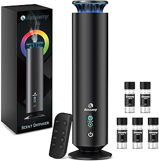 Waterless Scent Diffuser Kit,Scent Diffuser with 7 Lights and Breathing Lights Modes,Max Coverage 2000 sq.ft.Home,Offices,Hotels and Spas Aromatherapy Diffuser Included 5 Scent Oils Remote Control
