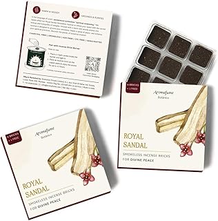 Royal Sandal Incense Bricks (3 x 9 Bricks) Refill Pack by Aromafume | Made with Sandal Flower & Sandalwood | Ideal for Prayer and Rituals | Natural, Low Smoke, Non Toxic Incense Bricks