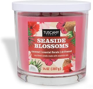 Tuscany Candle Seaside Blossoms: Coconut & Floral Scented Summer Candle, 14 oz