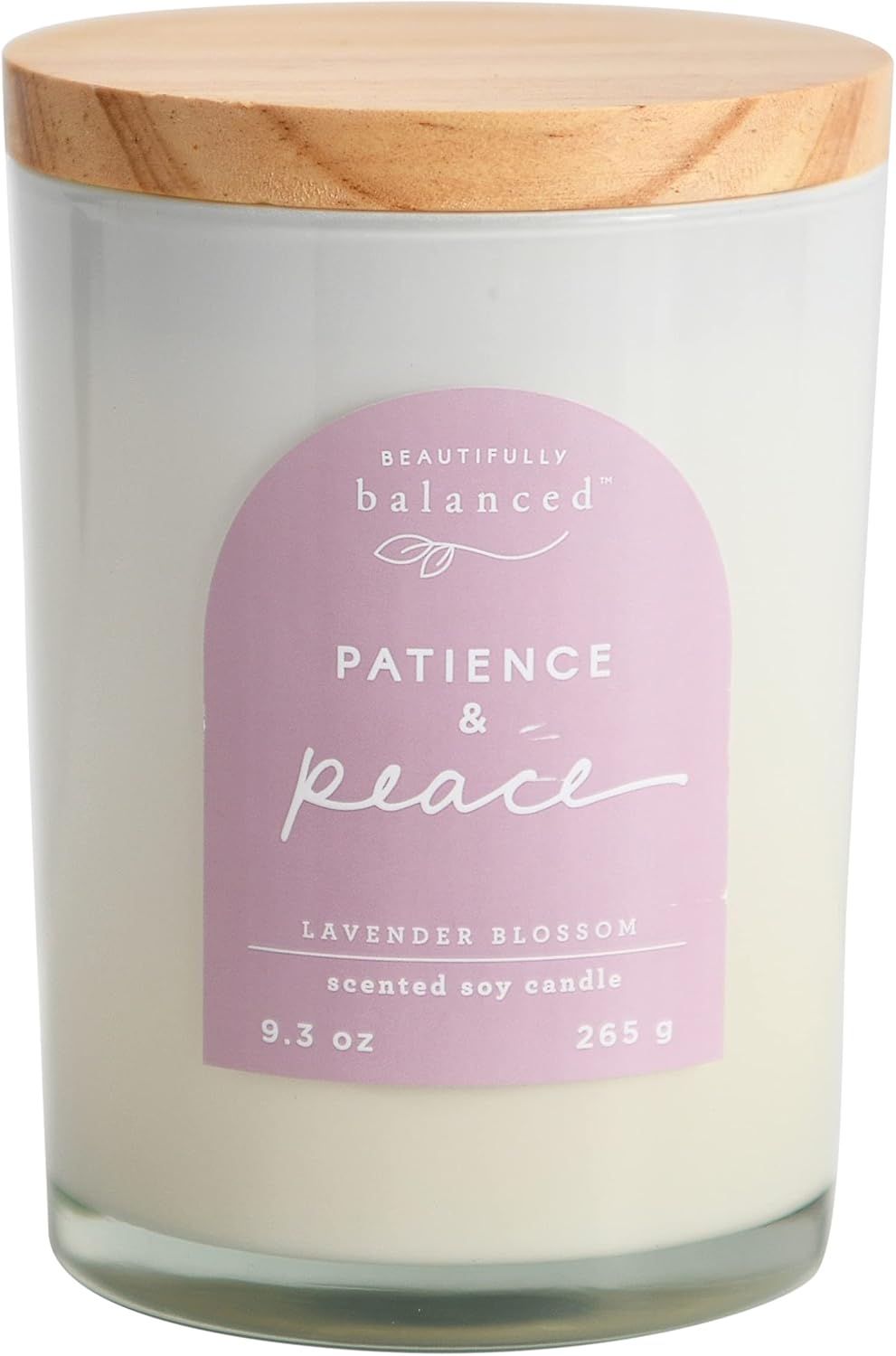Scented Lidded Glass Soy Candle, Patience + Peace 9.3 oz.