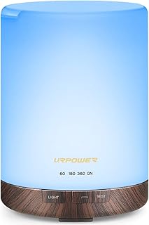 URPOWER 2nd Gen 300ml Aroma Essential Oil Diffuser Night Light Ultrasonic Air Cool Mist Humidifier with AUTO Shut Off and 6-7 Hours Continuous Diffusing and 4 Timer Settings for Home Office Yoga Spa