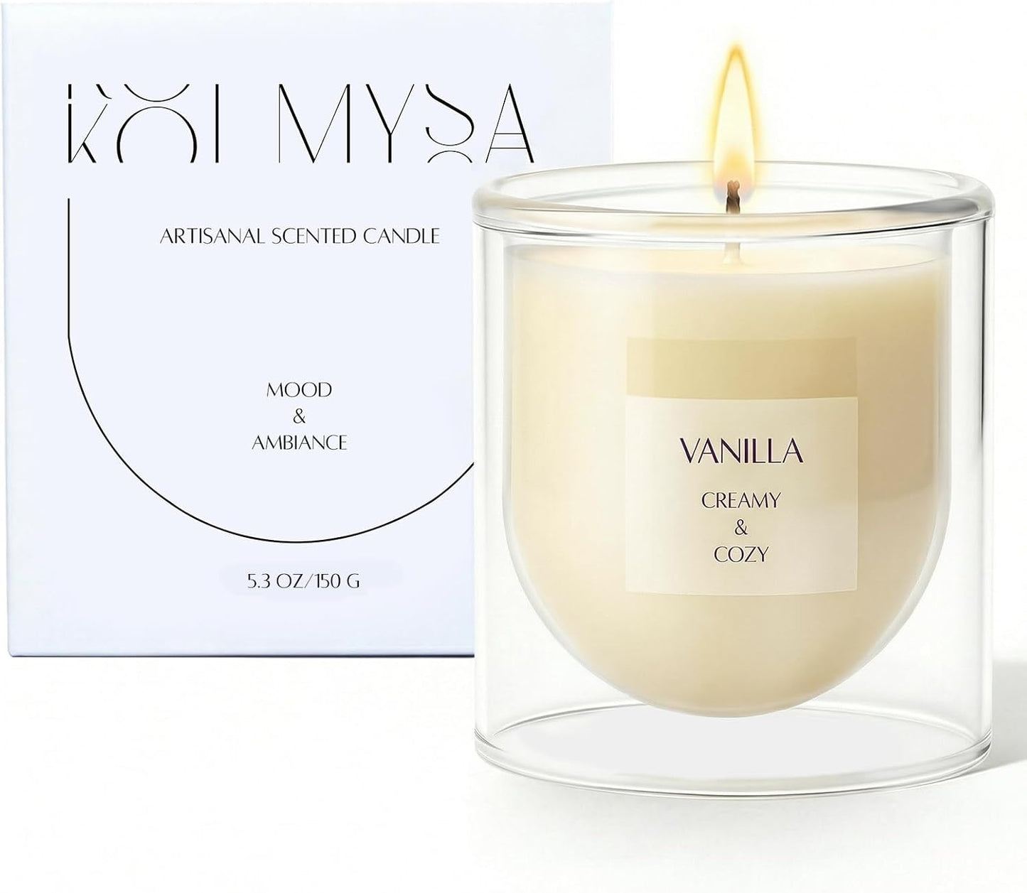 Vanilla Scented Candle for Home Fragrance, Warm Cozy Glass Jar Candle Gifts for Women Girl Friends