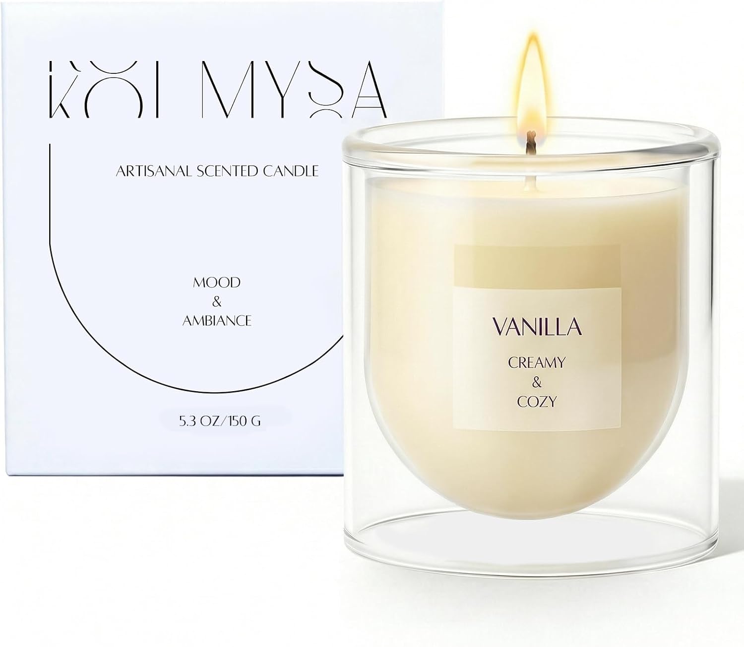 Vanilla Scented Candle for Home Fragrance, Warm Cozy Glass Jar Candle Gifts for Women Girl Friends